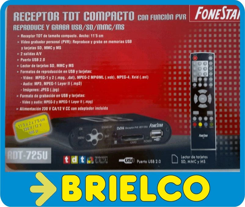 RECEPTOR TV DIGITAL TDT MINIATURA PROFESIONAL PVR GRABADOR USB SD MMC MS BD2210 - Imagen 1 de 1