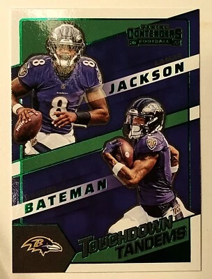2022 Contenders Lamar Jackson/ Bateman TD Tandems Emerald TDT-LJA Free Shipping  - Image 1 of 2