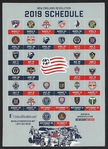 SELTENER 2019 New England Revolution MLS MAGNET Fußball Spielplan!! United Healthcare - Bild 1 von 1