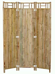 Bamboo 3 Panel Screen 48 inch Tiki Room Divider Patio Deck - Picture 1 of 1