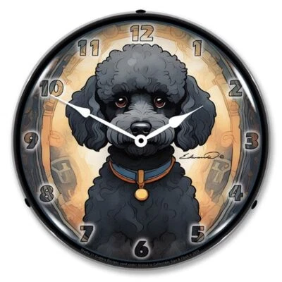 Black Poodle Dog LED Backlit Clock - Image 1 of 3