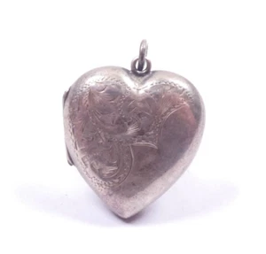 Antiker Liebe Herz Medaillon Anhänger 925 Sterling Silber - Bild 1 von 8