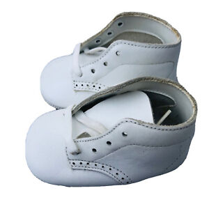 NEW Vintage Baby Deer Shoes White Leather High Top Infant Sz 1 Lace Up Boy Girl