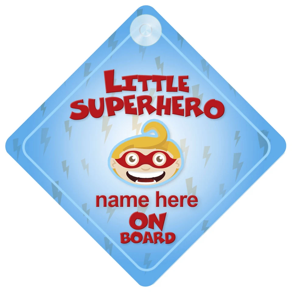 MYBABYONBOARD UK Letrero de automóvil Little Superhero a bordo para bebé/niño cualquier nombre