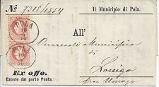 2 x 5 Kreuzer 10.9.1879 POLA / Italien auf auf Ex offo Dokument Municipio Pola