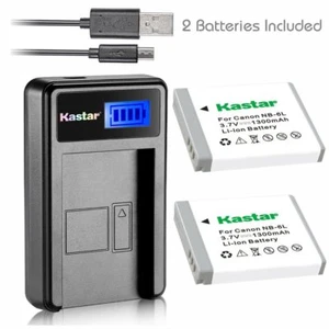 Kastar 2 Battery & LCD-1 USB Charger for Canon NB-6L NB6L NB-6LH NB6LH CB-2LY - Picture 1 of 4