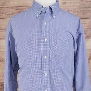 BROOKS BROTHERS NON-IRON 100% COTTON DRESS SHIRT 2XL - BLUE CHECK - Picture 1 of 6