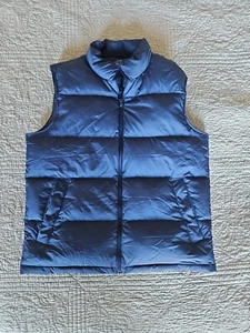 Vintage LL Bean Puffer Vest Mens L Navy Blue Goose Down Polyester - Picture 1 of 6