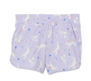 Wonder Nation Girls’ Purple Unicorn Jersey Dolphin Shorts Size XXL (18) NEW - Picture 1 of 4