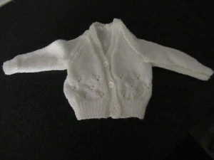 Handmade New White Cardigan Size 16 0-3 Months - Picture 1 of 1