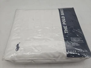 NUOVO lenzuolo piatto Ralph Lauren Polo King bianco 100% cotone Supima tinta unita - Foto 1 di 2