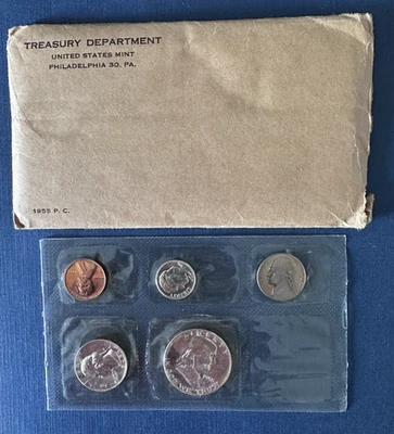 1955 Gem 5 Coin Silver Mint Proof Set - Flat Pack - Image 1 of 4