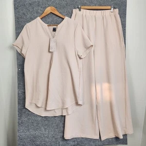 Emery Rose Top & Pant Set Womens Size XL Beige Lightweight Holiday Resort New - Picture 1 of 18