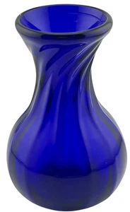Vintage 1990 Cobalt Blue Vase Swirled Art Glass 4” Signed C C Walters - Picture 1 of 5