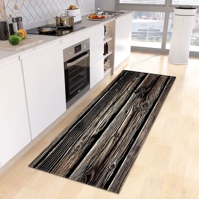 Alfombra de cocina de grano de madera felpudo de entrada de dormitorio antideslizante piso de sala de estar Foto 1 de 4