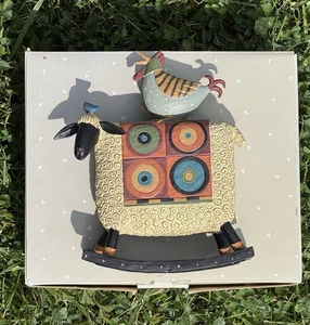 Williraye Studio Sheep Rooster Quilt Rocking Figurine 2009 WW7866 Coyne’s w/Box - Picture 1 of 9