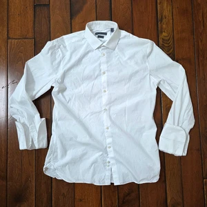 JOHN VARVATOS Dress Shirt Men's 16 34 35 Long Sleeve Slim Fit White French Cuff - Picture 1 of 10