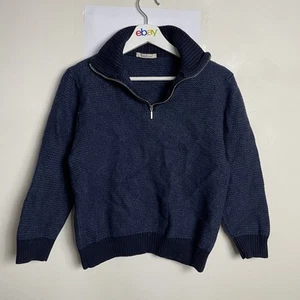 Jersey Ermenegildo Zegna Talla Grande Mujer Azul Pullover 1/4 Cremallera Lana Hombre Pequeño - Imagen 1 de 11