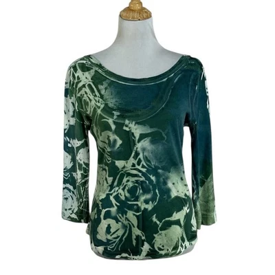 Top manga 3/4 estampado rosa Raquel Allegra talla 1 EE. UU. talla 6 Foto 1 de 4