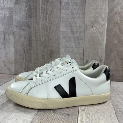 Veja Esplar Women's Size 7 Campos Leather Sneakers Lace Up Low Top White Black - Image 1 of 4