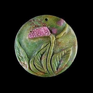 Ruby in Zoisite 40x40x6 mm Pendant bead HG346024 - Picture 1 of 4