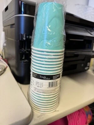 Touch Of Color 24 Count 9oz Hot/Cold Paper Cups Fresh Mint New!!! - Image 1 of 2