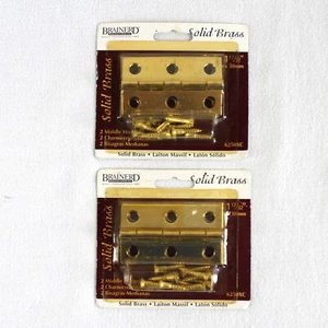 Solid Brass Middle Hinges Lot of 2 Packs 2-1/2" x 1-17/32" 6250XC Brainerd - Picture 1 of 3