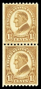 Scott 605 1925 1½c Harding Coil Mint Joint Line Pair VF OG NH Cat $7 - Picture 1 of 1