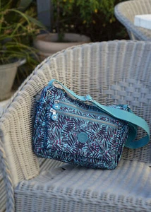 Women's Lightweight Patterned Handbag Multi Zip Cross Body Bag Water Resistant - Picture 1 of 13