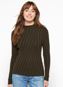 RD STYLE Petro Ribbed Mock Neck Sweater Olive Green M Medium Stretchy  - Bild 1 von 5