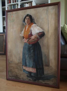 Anne Schedlbauer. Tamburinspielerin 1908 Mit Rahmen 69x94 cm. - Picture 1 of 6