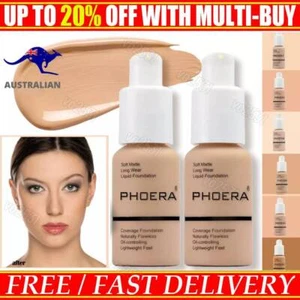 PHOERA Foundation Makeup Full Coverage Fast Base Brighten long-lasting Shadeđź’– - Picture 1 of 31