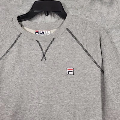 Camisa Fila vintage para mujer XL logotipo de caja cuello redondo sudadera gris jaspeado Foto 1 de 4