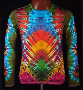 T-Shirt Gr.S - 5XL langarm handgefärbt Hippie Tie dye Batik Flower Power Goa NEU - Bild 1 von 3