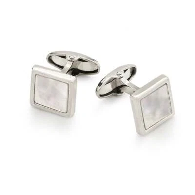 Gemelli da Polso Quadrati in Argento 925 e Madreperla Unoaerre - Immagine 1 di 2