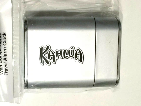 Rare Kahlua Coffee Liqueur Mini  Travel Alarm Sealed New Silver Cover