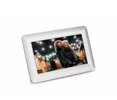Polaroid - 7in Digital Photo Frame with Decorative Textured Silver Metal Frame - Image 1 of 3