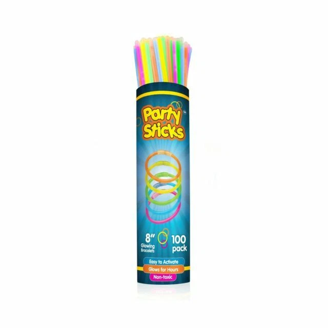 PartySticks PNMA 8in. Multicolour Glow Sticks - 100 Pieces