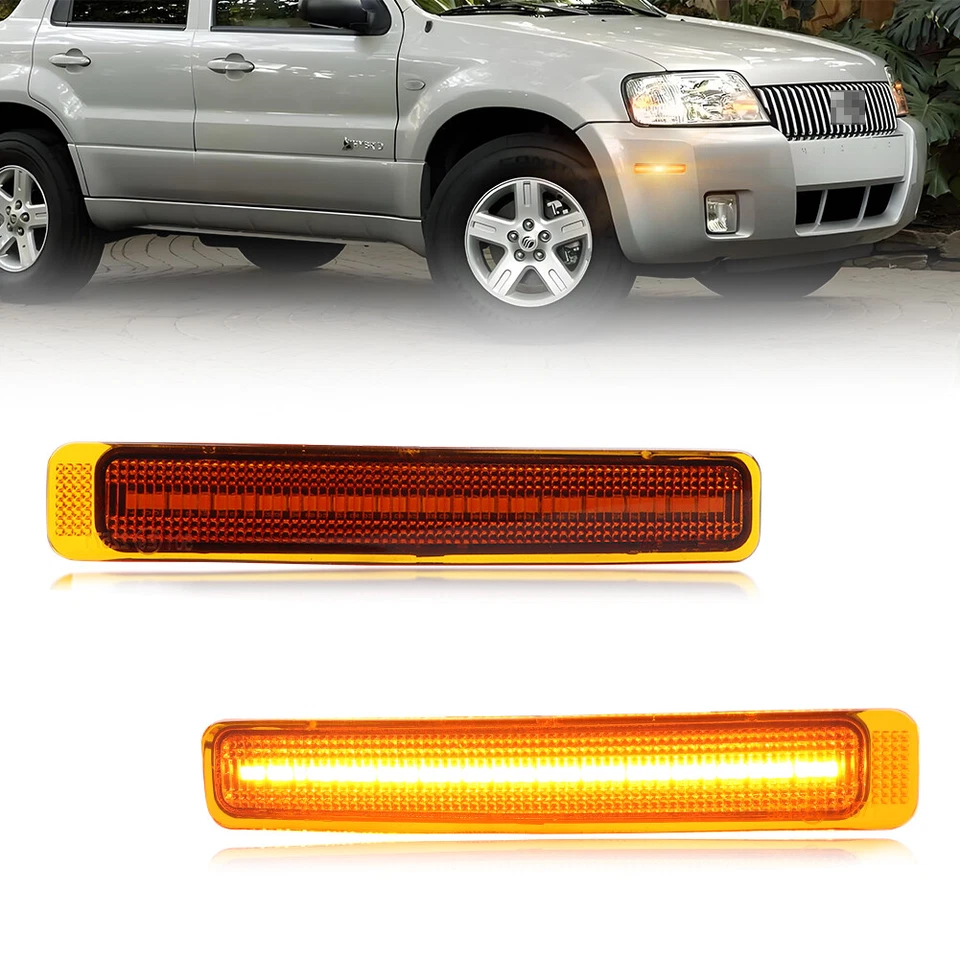 2X Amber Lens Full LED Front Side Marker Lights For 2005-2007 Mercury Mariner - Image 1 of 4
