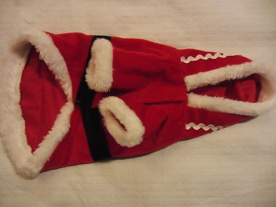 Dog Christmas Santa Suit Red & White  Coat  with Hood Small Dog or Puppy - Image 1 of 4