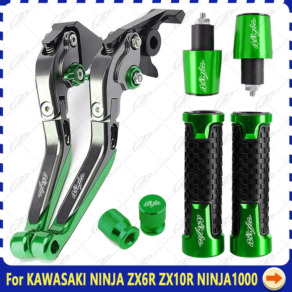 CNC Brake Clutch Levers Handle Grips Set For KAWASAKI NINJA 1000 ZX6R ZX10R Foto 1 de 1