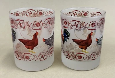 culver chickens frosted double old fashioned glasses (set of 2) 4" tall 12 oz. - Image 1 of 4