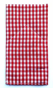 POCKET SQUARE Red  Gingham Flat Top -  Custom Folded & Sewn - Picture 1 of 1