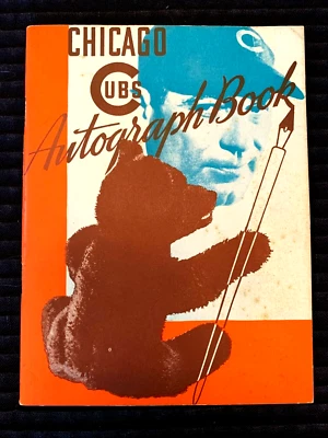 1937 CHICAGO CUBS AUTOGRAPH BOOK  HOF Gabby Hartnett Stan Hack HOF Billy Herman - Image 1 of 4
