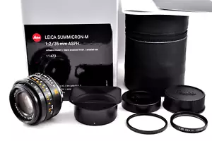 Leica Summicron M35mm F/2 ASPH. Black 6-bit #11673 with Filter and Box Near Mint - Picture 1 of 21