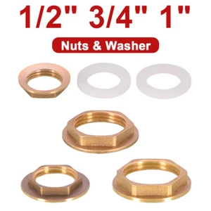 Brass Flanged Back Nuts & Washer For Basin, Bath, Sink Taps - 1/2" 3/4" 1" BSP - Picture 1 of 8
