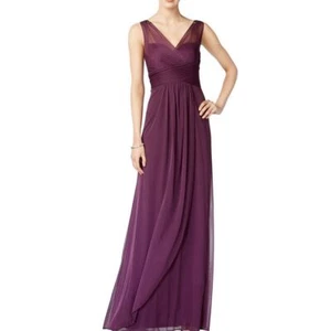 ADRIANNA PAPELL NEW Women's Purple Beaded-shoulder Draped Ball Gown Dress 6 TEDO - Picture 1 of 2