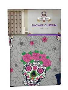 Cortinas de ducha de tela de baño de azúcar y huesos 72""x 72"" - NUEVAS - Imagen 1 de 4