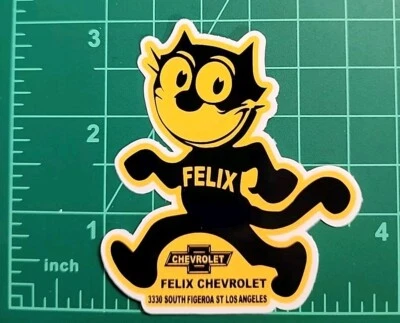 CHEVROLET Felix The Cat Classic Sticker Remake Lowrider Chevy 3" inch long side