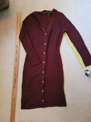 Sanctuary burgundy maroon midi length sweater cardigan size medium - Image 1 of 4